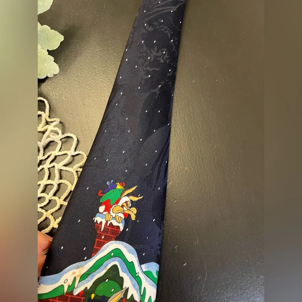 Looney Tunes Mania Vintage 90s Christmas Bugs Bunny Daffy Duck Neck Tie See Dets
